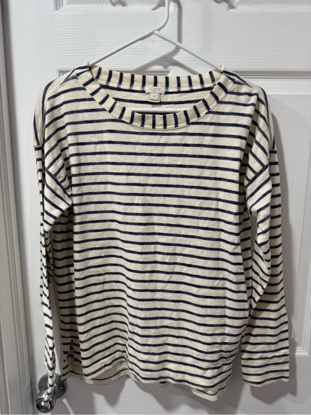 J.Crew women’s Cream & Navy Striped Long-Sleeve Shirt